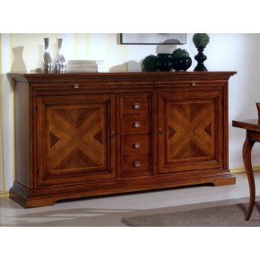 CREDENZA NOCE INTARSIATA CON INTAGLI 2ANTE + 6 CASSETTI art. IM857