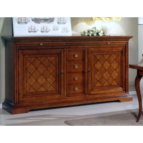 CREDENZA NOCE INTARSIATA CON INTAGLI 2ANTE + 6 CASSETTI art. IM857/R
