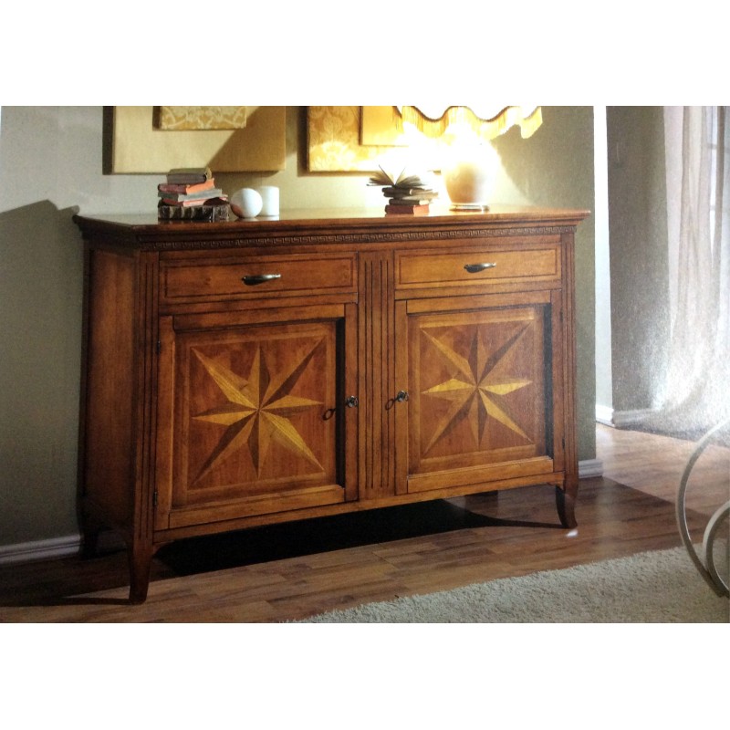 CREDENZA IN NOCE CON INTARSIO A STELLA ART. 902IM