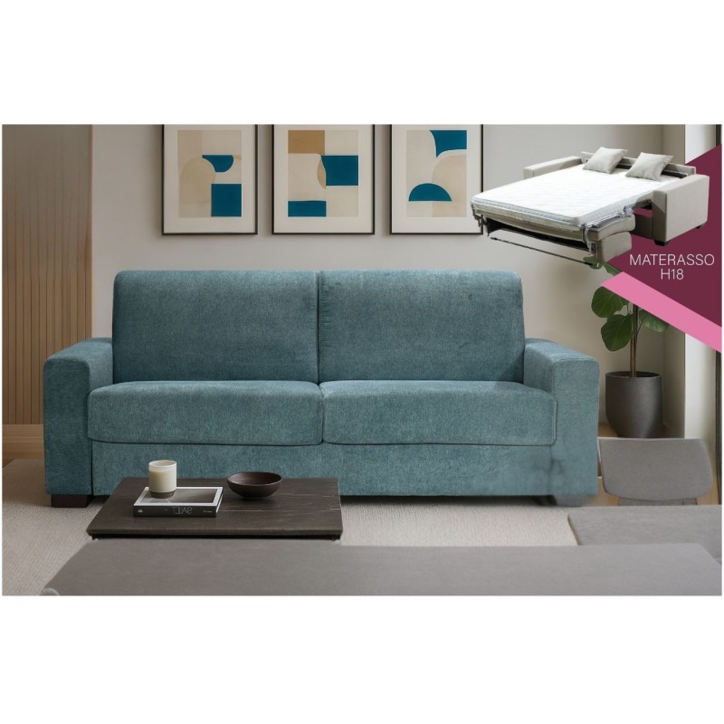 Divano Letto Nora 3 Posti con Rete Elettrosaldata e Materasso Matrimoniale H18 cm – Made in Italy