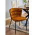 Sedia Jackie in Tessuto Ocra con Gambe in Metallo Nero | Design Moderno per Cucina e Sala da Pranzo