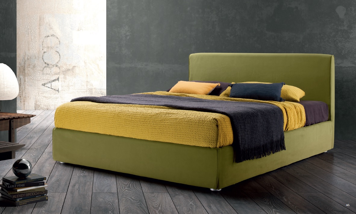 letto imbottito moderno con contenitore morbidone
