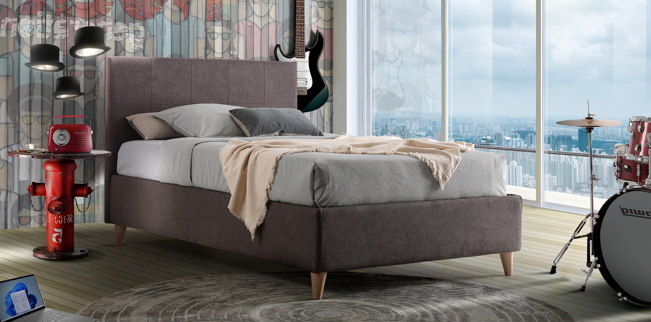 letto da 120 cm contenitore mod. elba artigiana lette