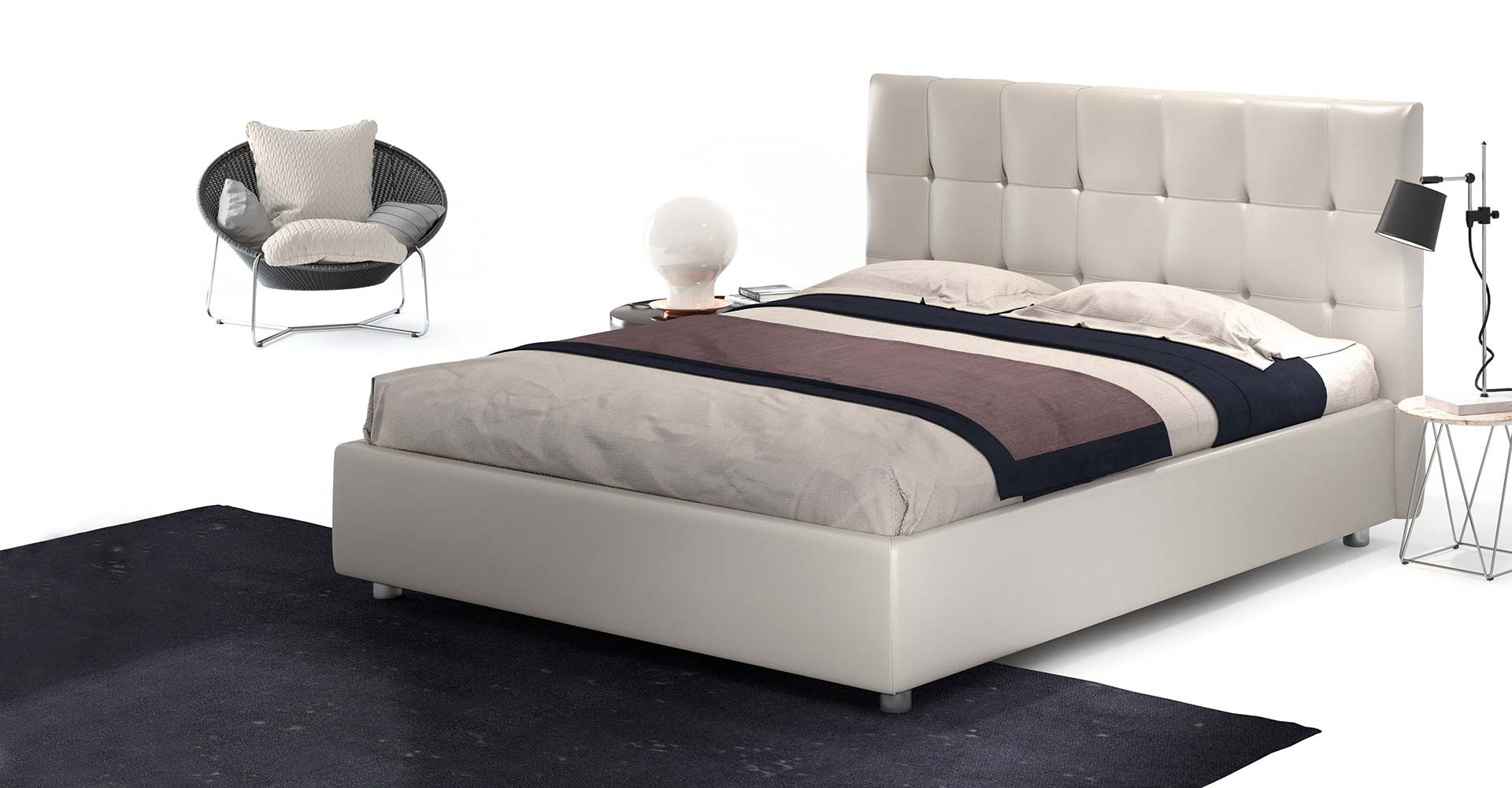 letto square imbottito contenitore infinity beds