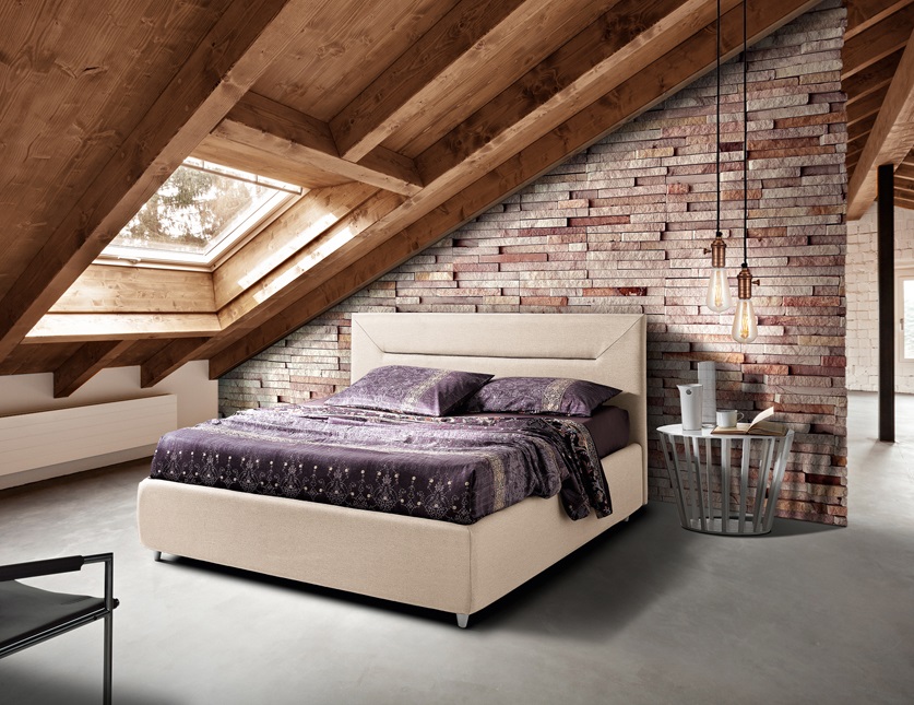 letto street testata imbottita con contenitore letto per mansarda