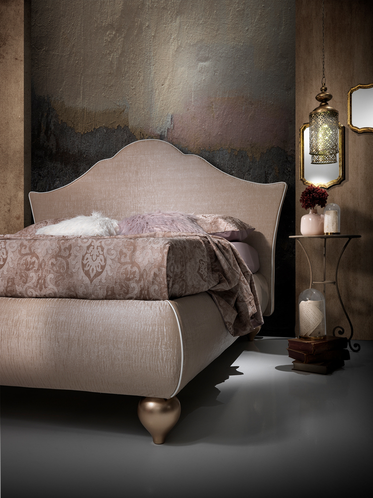 letto union stile classico imbottito con conteniore artigiana letti
