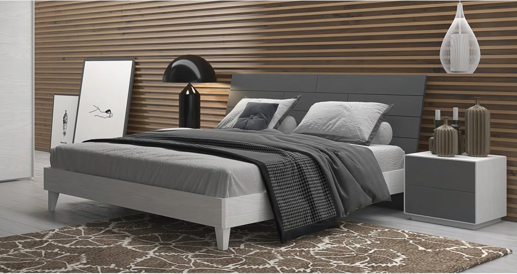 letto in legno moderno contenitore mod. vogue ennebi