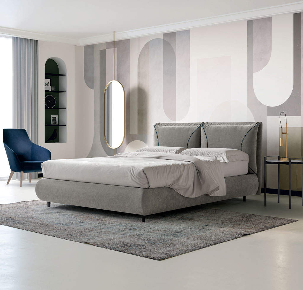 letto in vera pelle mod. iris cuscini reclinabili prodotto made in italy