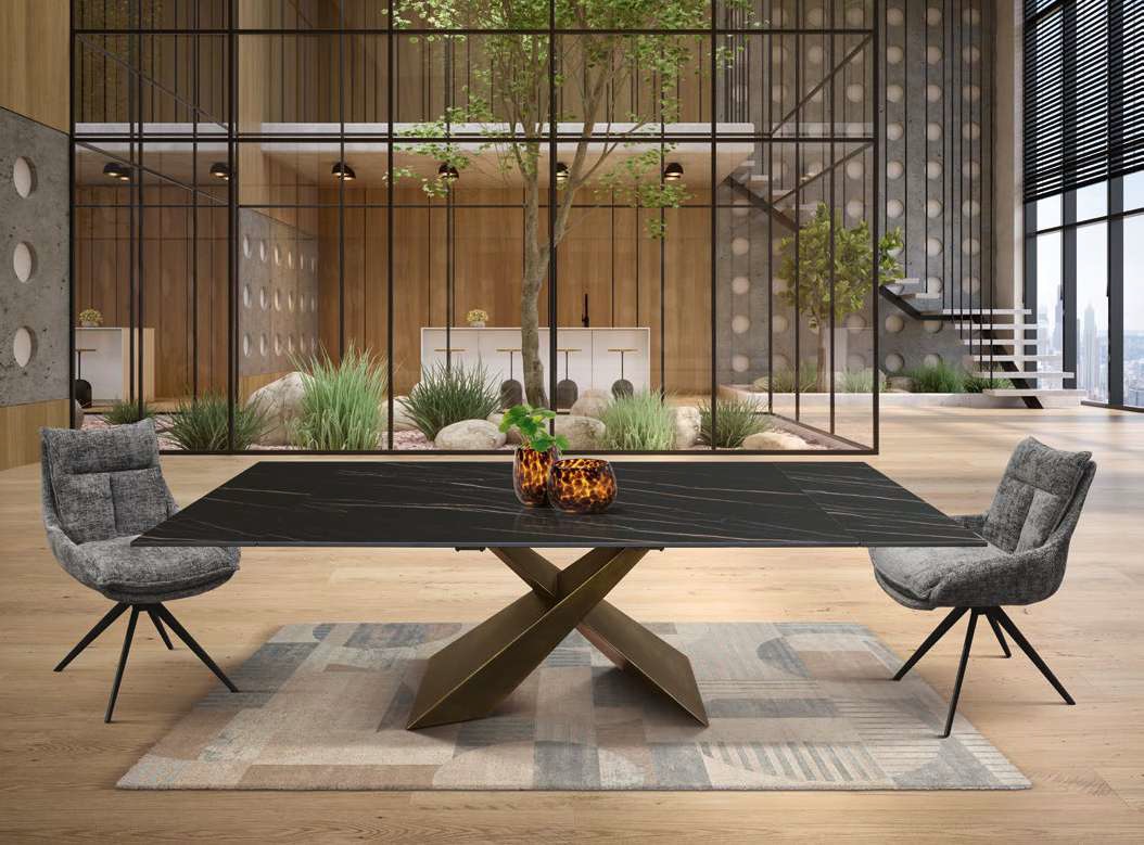 tavolo gambe in brozo piano in ceramica matt golden nera