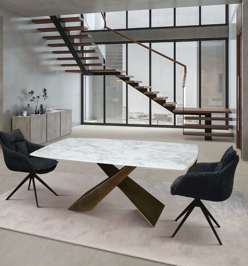 tavolo in ceramica arrotondato