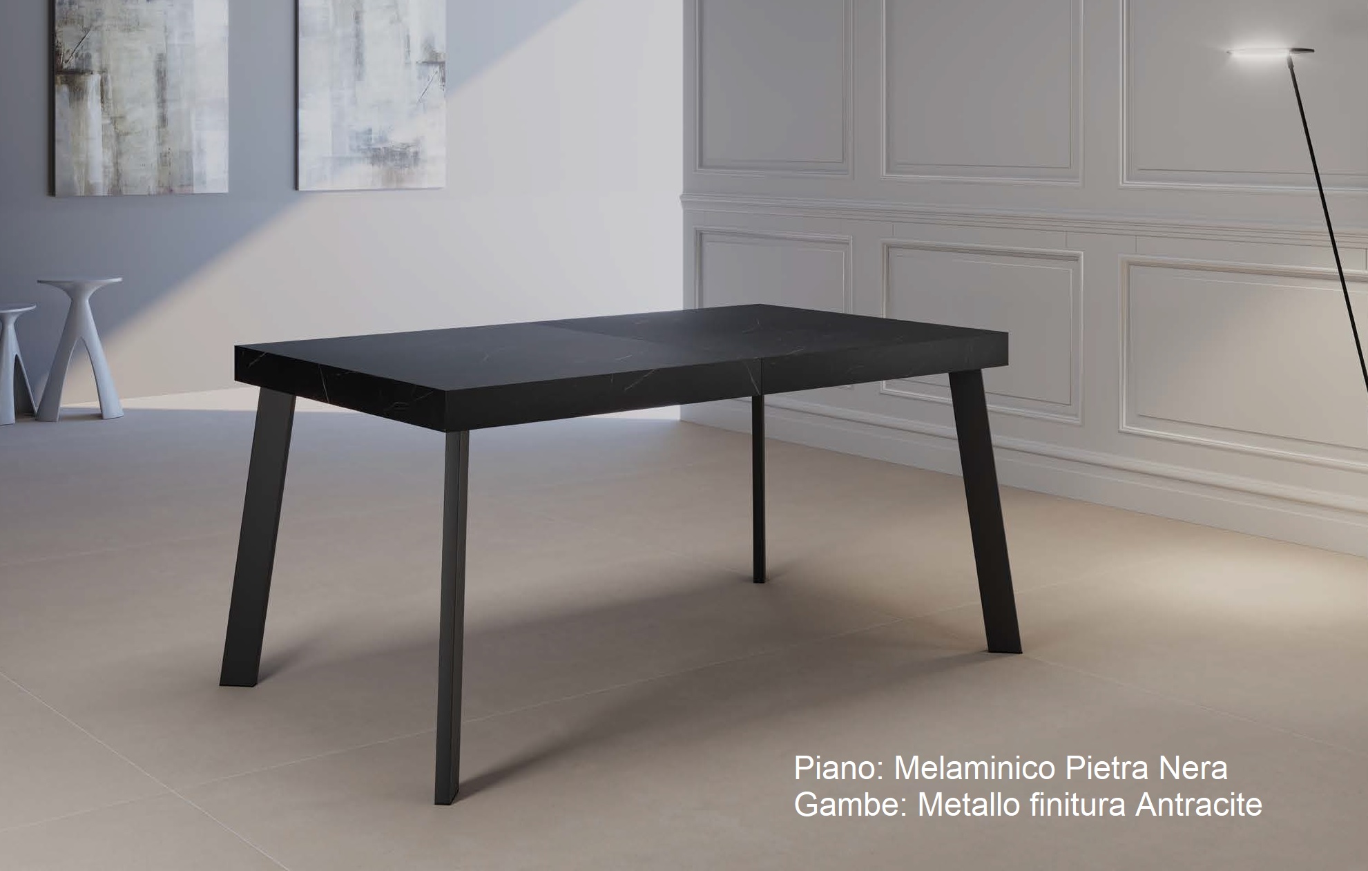 tavolo colonia allungabile gambe in metallo tecnolegno