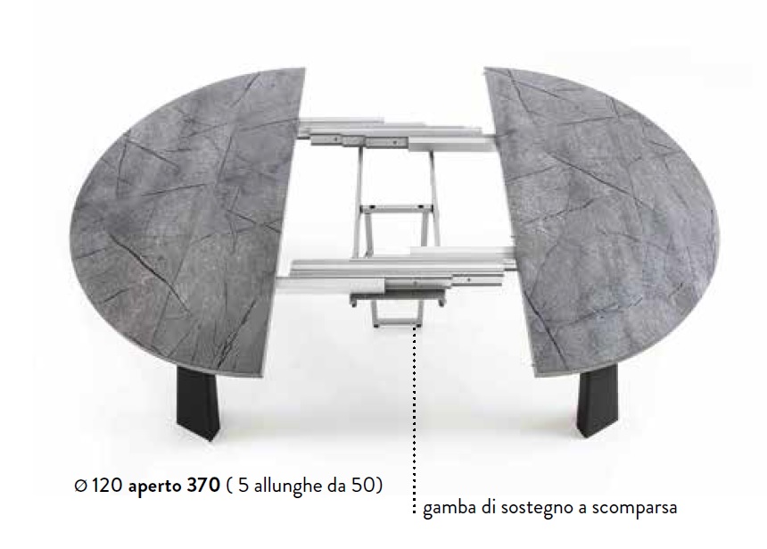 tavolo tondo allungabile a 370 cm mod. satur-one la seggiola
